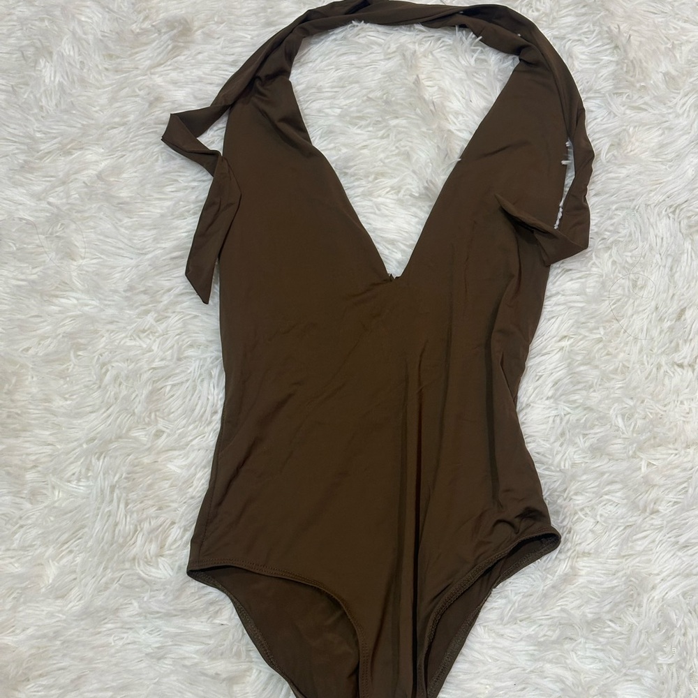 Zara Brown Halter Bodysuit